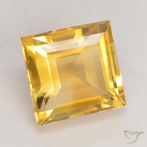 3.30 ct Golden Citrine Stone, Natural Citrine in Square Facet Shape for Sale