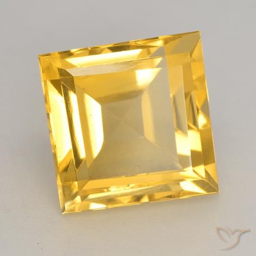 3.44 ct Golden Citrine Stone, Natural Citrine in Square Facet Shape for Sale