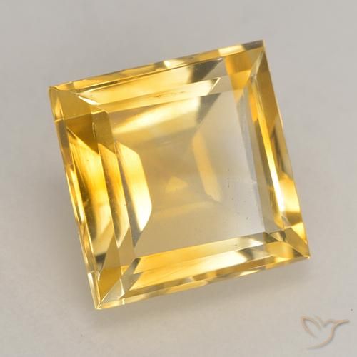 3.43 ct Golden Citrine Stone, Natural Citrine in Square Facet Shape for Sale