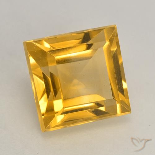 3.11 ct Golden Citrine Stone, Natural Citrine in Square Facet Shape for Sale