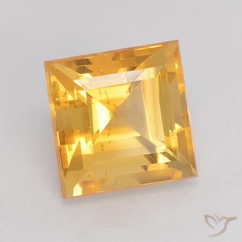 3.68 ct Golden Citrine Stone, Natural Citrine in Square Facet Shape for Sale