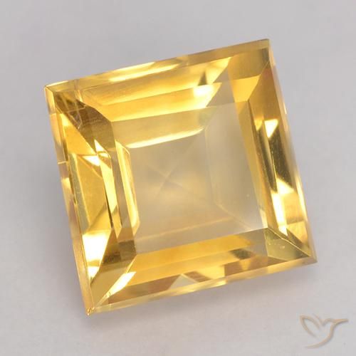 3.59 ct Golden Citrine Stone, Natural Citrine in Square Facet Shape for Sale