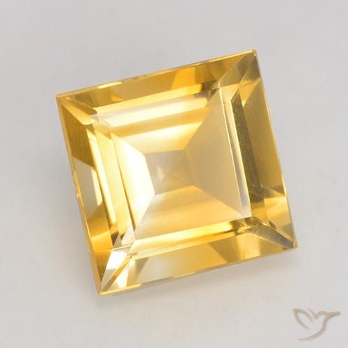 3.31 ct Golden Citrine Stone, Natural Citrine in Square Facet Shape for Sale