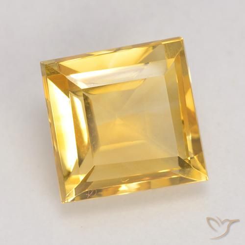 3.56 ct Golden Citrine Stone, Natural Citrine in Square Facet Shape for Sale