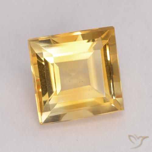 2.94 ct Golden Citrine Stone, Natural Citrine in Square Facet Shape for Sale