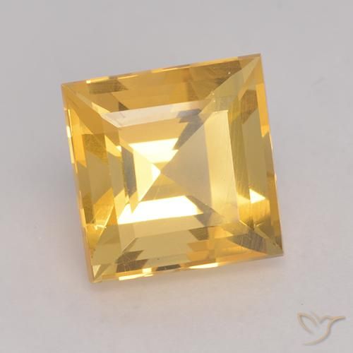 3.75 ct Golden Citrine Stone, Natural Citrine in Square Facet Shape for Sale