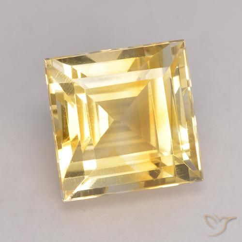 4.13 ct Golden Citrine Stone, Natural Citrine in Square Facet Shape for Sale