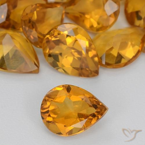 0.87ct Natural Deep Orange-Gold Citrine, Pear Shape, VS