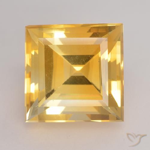 3.45 ct Golden Citrine Gemstone, Citrine Gem in Square Facet Shape for Sale.