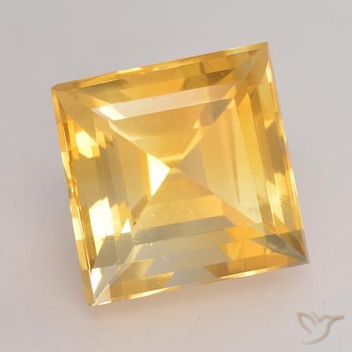 3.45 ct Golden Citrine Stone, Natural Citrine in Square Facet Shape for Sale