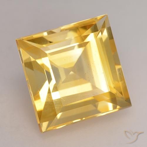 3.49 ct Golden Citrine Stone, Natural Citrine in Square Facet Shape for Sale