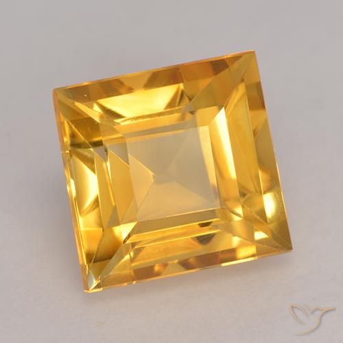 2.91 ct Golden Citrine Stone, Natural Citrine in Square Facet Shape for Sale