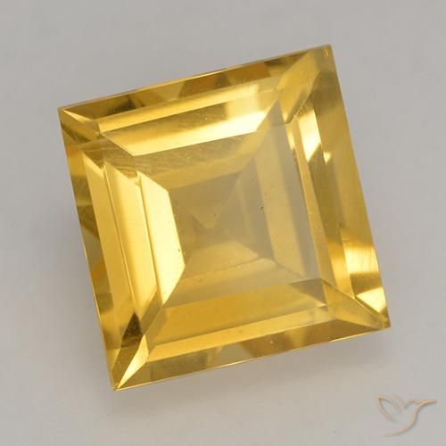 3.39 ct Golden Citrine Stone, Natural Citrine in Square Facet Shape for Sale