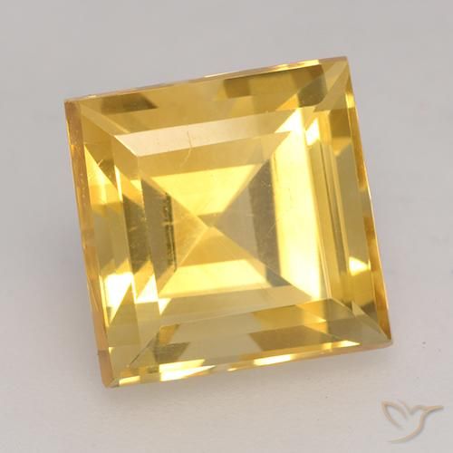 3.66 ct Golden Citrine Stone, Natural Citrine in Square Facet Shape for Sale