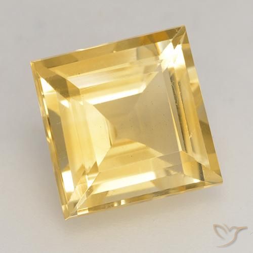 3.14 ct Golden Citrine Stone, Natural Citrine in Square Facet Shape for Sale