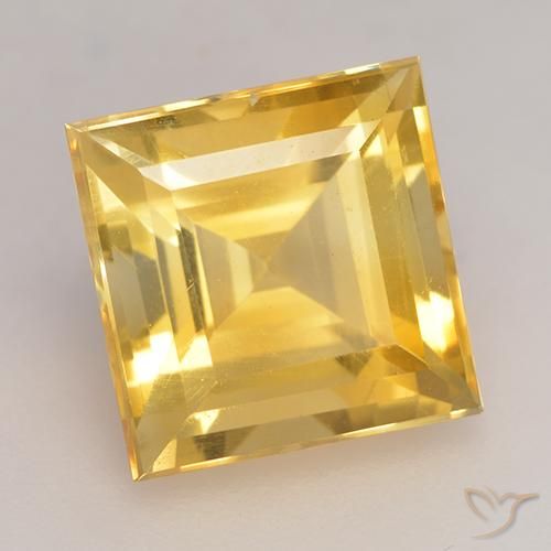 3.55 ct Golden Citrine Stone, Natural Citrine in Square Facet Shape for Sale