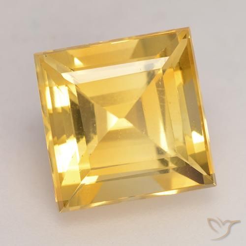 3.71 ct Golden Citrine Stone, Natural Citrine in Square Facet Shape for Sale
