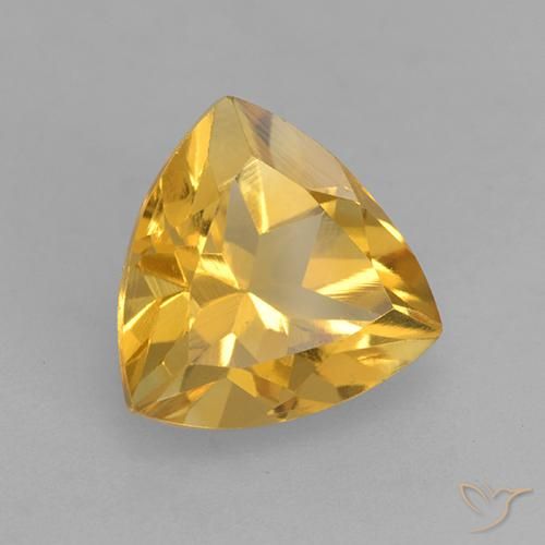 2.26 ct Golden Citrine Stone, Natural Citrine in Trillion Facet Shape for Sale
