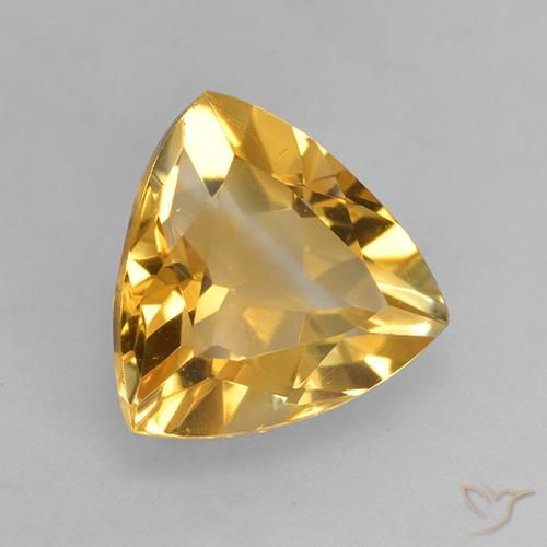 2.47 ct Golden Citrine Stone, Natural Citrine in Trillion Facet Shape for Sale
