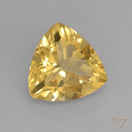2.11 ct Golden Citrine Stone, Natural Citrine in Trillion Facet Shape for Sale