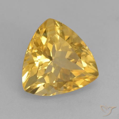 2.35 ct Golden Citrine Stone, Natural Citrine in Trillion Facet Shape for Sale