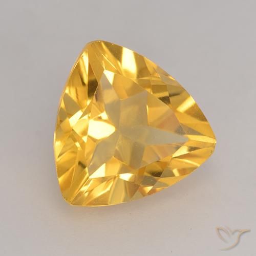 2.22 ct Golden Citrine Stone, Natural Citrine in Trillion Facet Shape for Sale