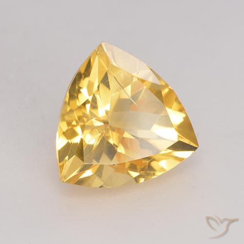 2.26 ct Golden Citrine Stone, Natural Citrine in Trillion Facet Shape for Sale