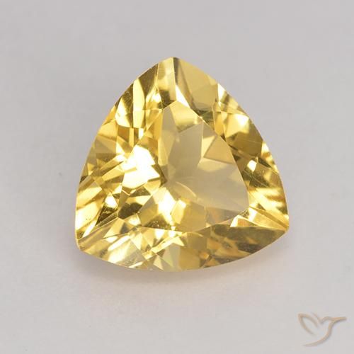2.13 ct Golden Citrine Stone, Natural Citrine in Trillion Facet Shape for Sale