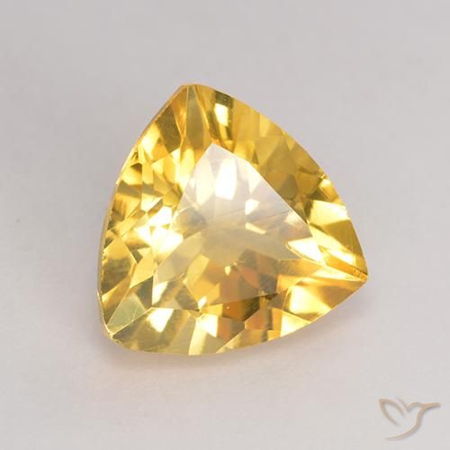 2.33 ct Golden Citrine Stone, Natural Citrine in Trillion Facet Shape for Sale