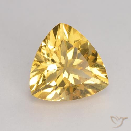 2.06 ct Golden Citrine Stone, Natural Citrine in Trillion Facet Shape for Sale