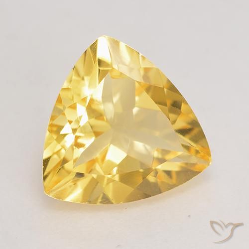2.03 ct Golden Citrine Stone, Natural Citrine in Trillion Facet Shape for Sale