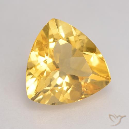 1.98 ct Golden Citrine Stone, Natural Citrine in Trillion Facet Shape for Sale