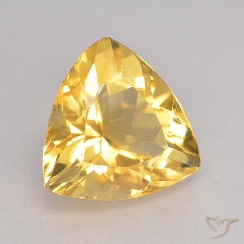 2.15 ct Golden Citrine Stone, Natural Citrine in Trillion Facet Shape for Sale