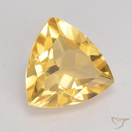 2.10 ct Golden Citrine Stone, Natural Citrine in Trillion Facet Shape for Sale