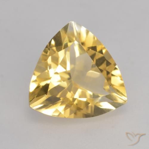2.18 ct Golden Citrine Stone, Natural Citrine in Trillion Facet Shape for Sale