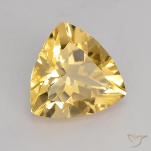 2.20 ct Golden Citrine Stone, Natural Citrine in Trillion Facet Shape for Sale