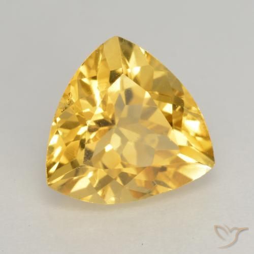 2.13 ct Golden Citrine Stone, Natural Citrine in Trillion Facet Shape for Sale