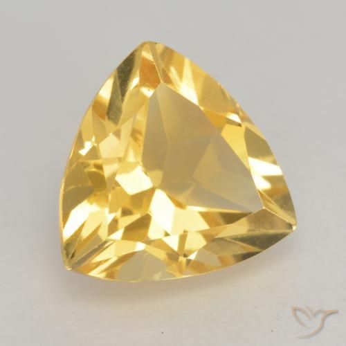 2.35 ct Golden Citrine Stone, Natural Citrine in Trillion Facet Shape for Sale