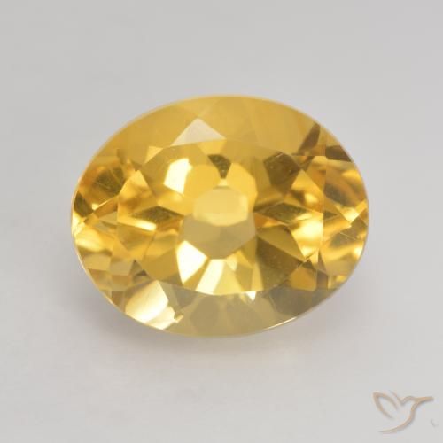 3.68 ct Golden Citrine Gemstone, Citrine Gem in Oval Facet Shape for Sale.