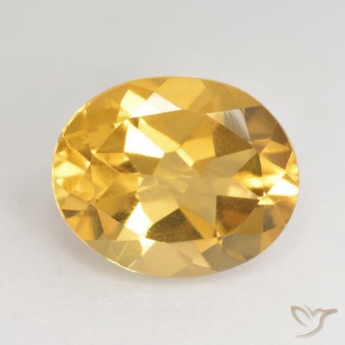 3.17 ct Golden Citrine Gemstone, Citrine Gem in Oval Facet Shape for Sale.