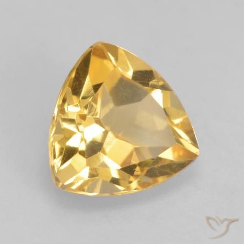 1.76 ct Golden Citrine Stone, Natural Citrine in Trillion Facet Shape for Sale