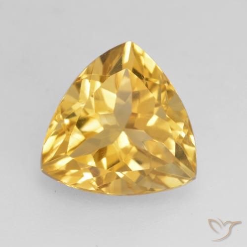 2.29 ct Golden Citrine Gemstone, Citrine Gem in Trillion Facet Shape for Sale.