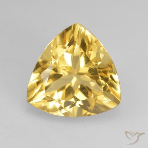 2.31 ct Golden Citrine Gemstone, Citrine Gem in Trillion Facet Shape for Sale.