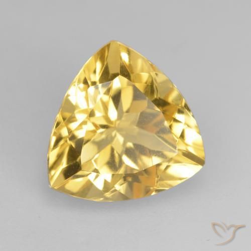 2.31 ct Golden Citrine Stone, Natural Citrine in Trillion Facet Shape for Sale