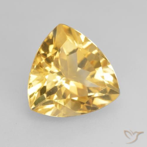 2.20 ct Golden Citrine Stone, Natural Citrine in Trillion Facet Shape for Sale