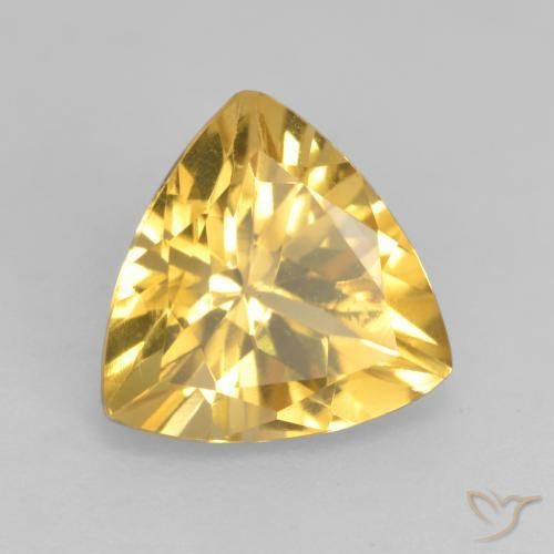 2.18 ct Golden Citrine Stone, Natural Citrine in Trillion Facet Shape for Sale