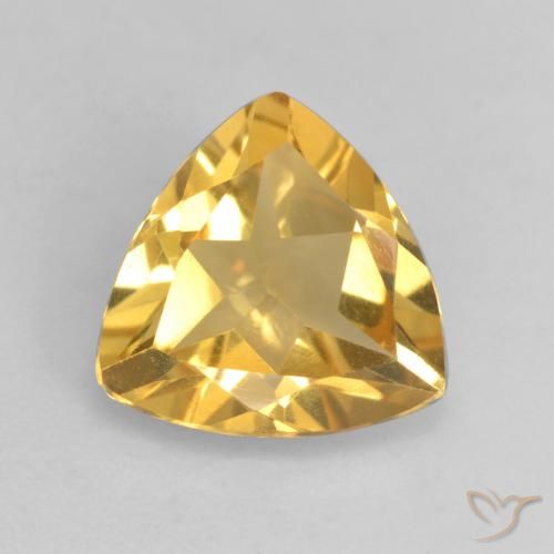 1.96 ct Golden Citrine Gemstone, Citrine Gem in Trillion Facet Shape for Sale.