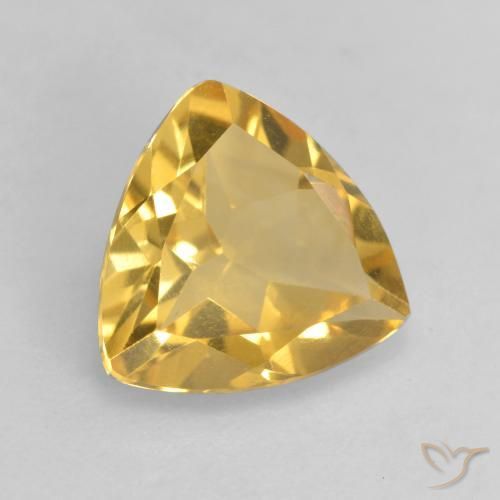 1.96 ct Golden Citrine Stone, Natural Citrine in Trillion Facet Shape for Sale