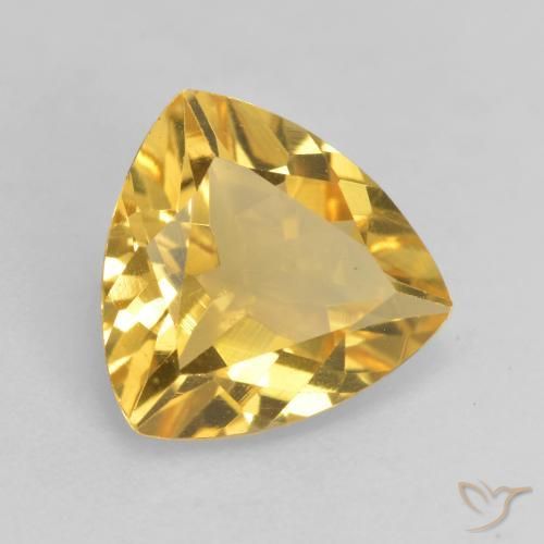 2.02 ct Golden Citrine Stone, Natural Citrine in Trillion Facet Shape for Sale