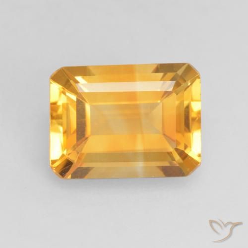 1.39ct Natural Deep Golden Orange Citrine, Emerald Cut, VVS-VS